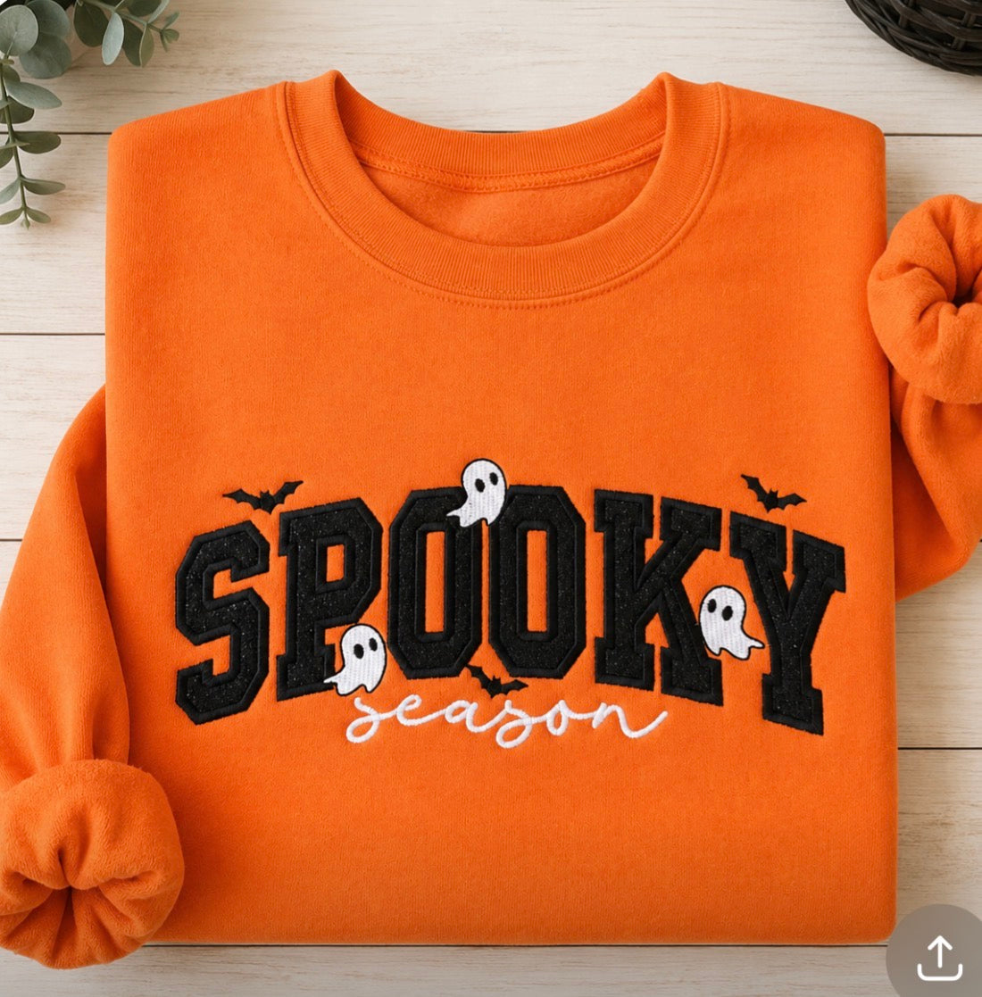 Spooky Season Embroidered Sweatshirt, Halloween Crewneck, Fall Vibes