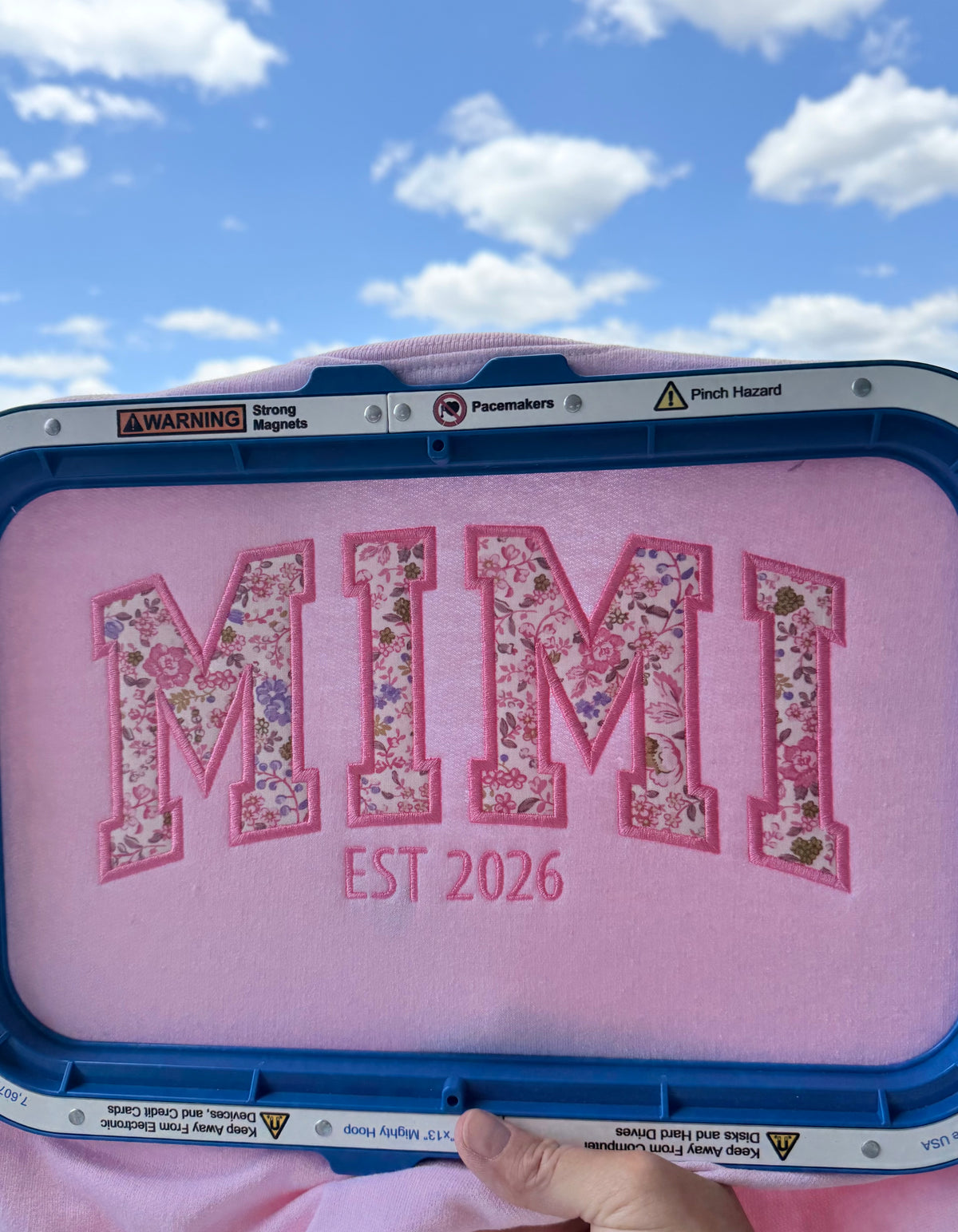 Mimi Floral Applique Embroidered Sweatshirt, Personalized with Established date