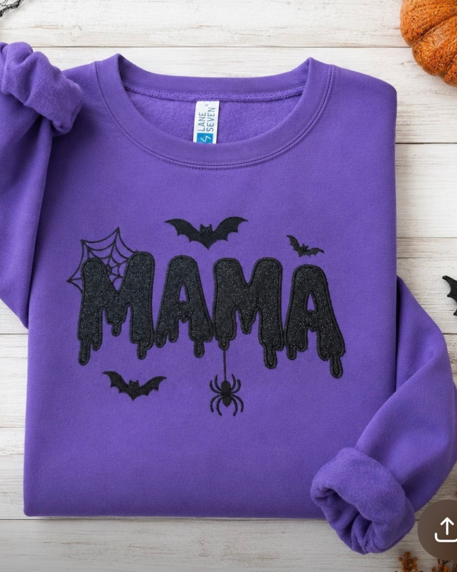 Halloween Mama Glitter Applique Sweatshirt