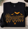 Halloween Spooky Sweatshirt-Glitter Bat Spider Web Applique