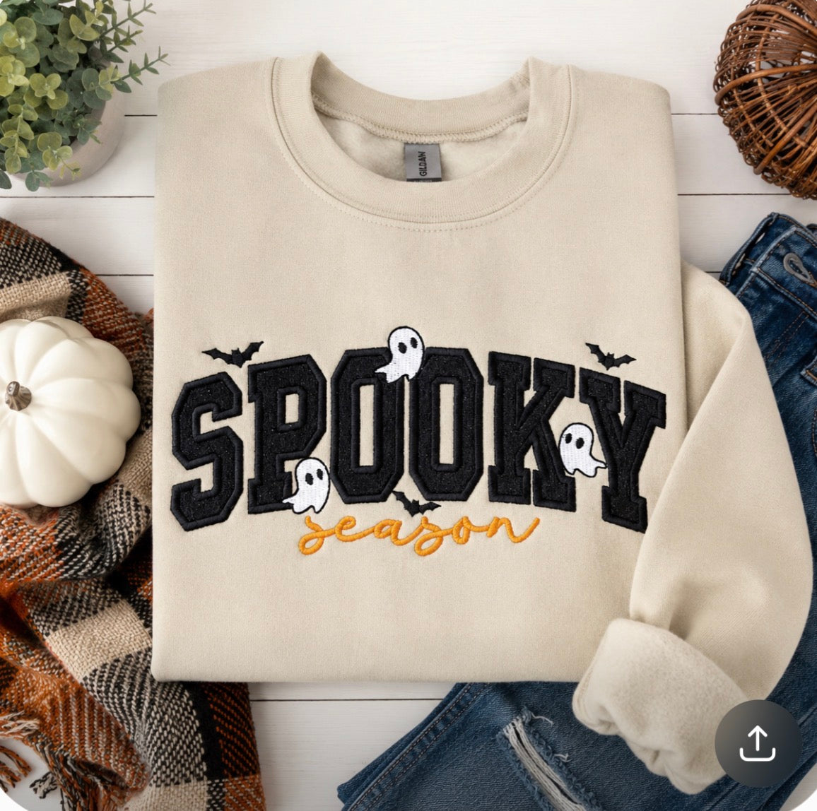 Spooky Season Embroidered Sweatshirt | Halloween Crewneck